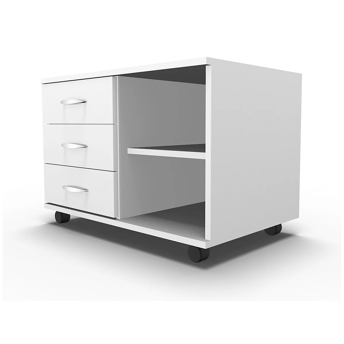 Schäfer Shop Select Mobiel sideboard, archiefrek + 3 schuifladen + materiaallade, B 800, links monteerbaar, wit