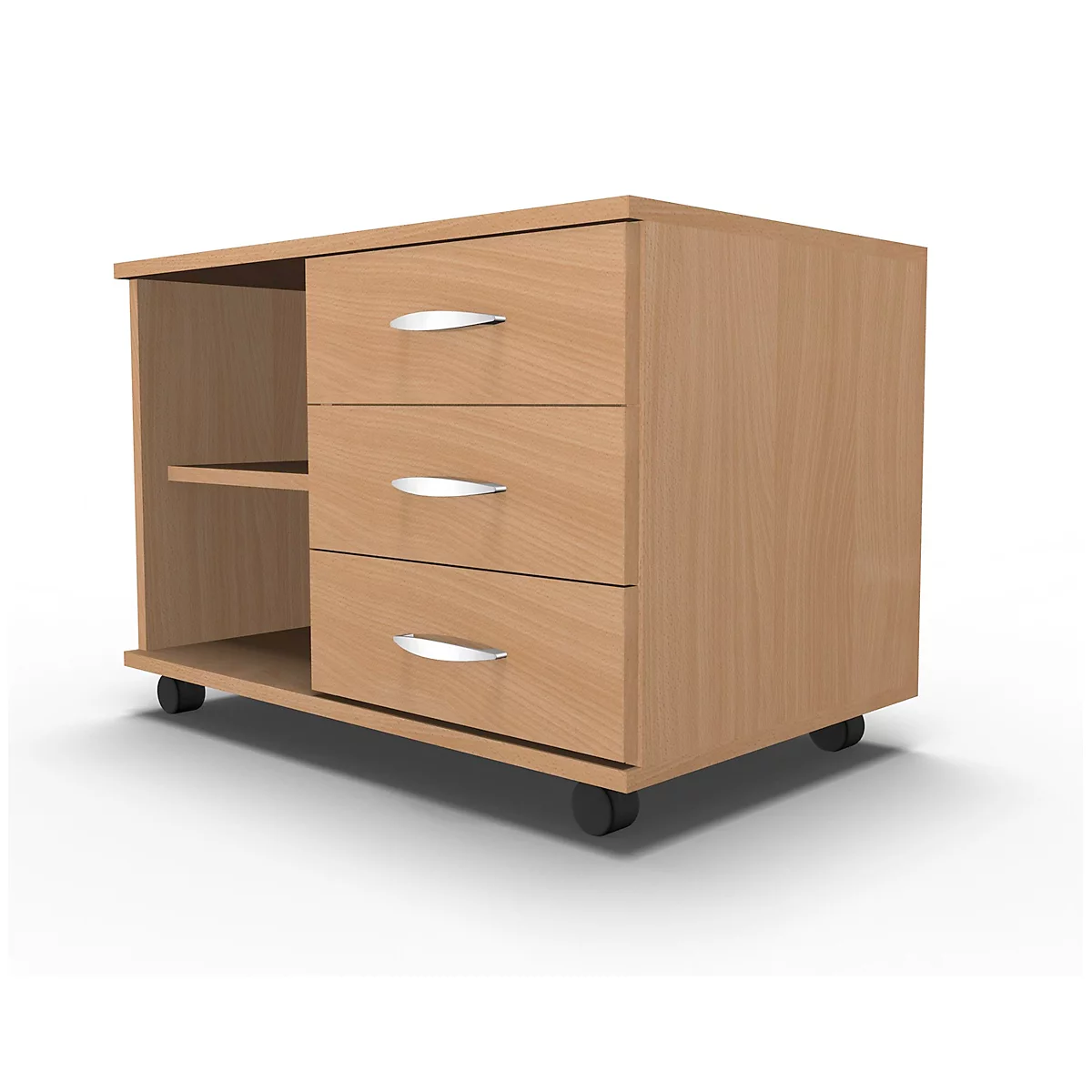 Schäfer Shop Select Mobiel sideboard, archiefrek + 3 schuifladen + materiaallade, B 800, rechts monteerbaar, beuken