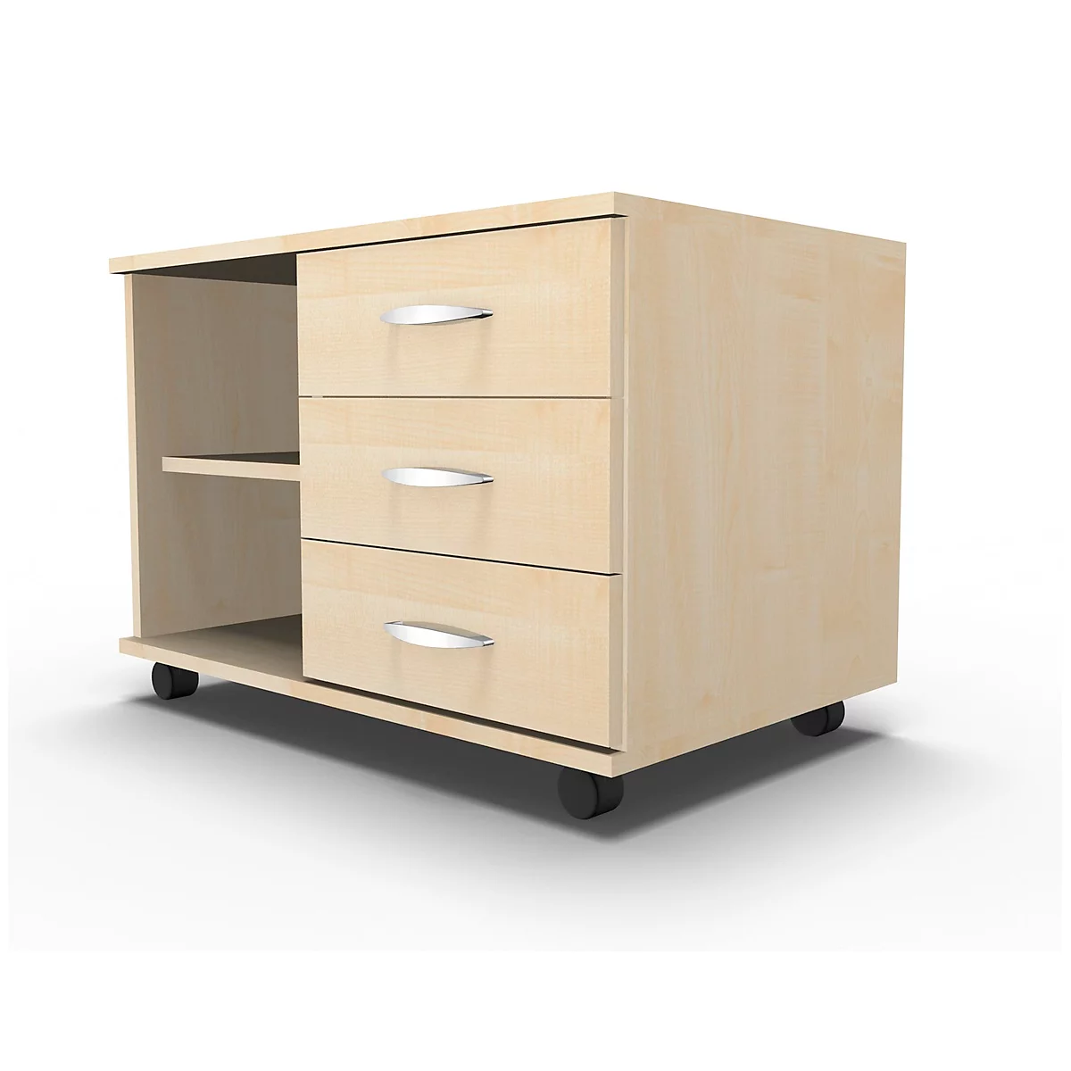 Schäfer Shop Select Mobiel sideboard, archiefrek + 3 schuifladen + materiaallade, B 800, rechts monteerbaar, esdoorn