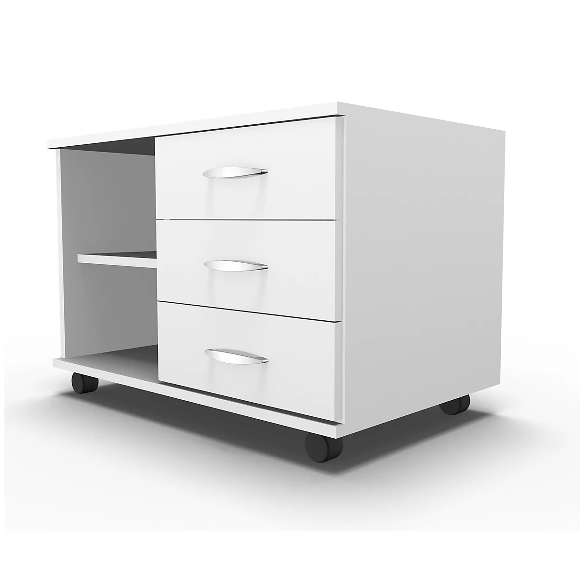 Schäfer Shop Select Mobiel sideboard, archiefrek + 3 schuifladen + materiaallade, B 800, rechts monteerbaar, wit