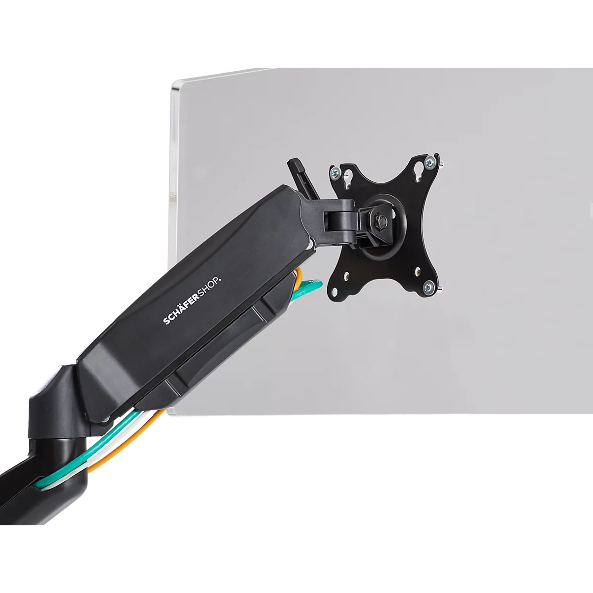 Schäfer Shop Select Monitorarm MX8-112, für 1 Display bis 32″ & bis 8 kg, neig-/schwenk-/drehbar, höhenverstellbar, Kabelführung, VESA, Tischklemme