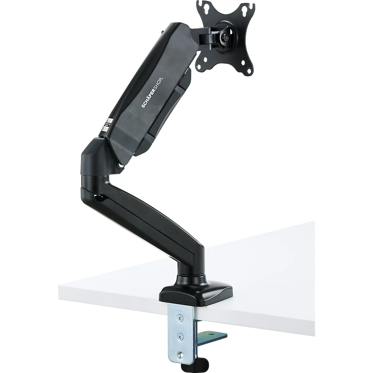 Schäfer Shop Select Monitorarm MX8-112, für 1 Display bis 32″ & bis 8 kg, neig-/schwenk-/drehbar, höhenverstellbar, Kabelführung, VESA, Tischklemme