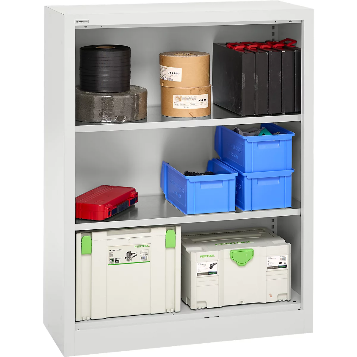 Schäfer Shop Select MS stellingkast, 3 OH, B 950 x D 400 x H 1215 mm, plaatstaal, lichtgrijs