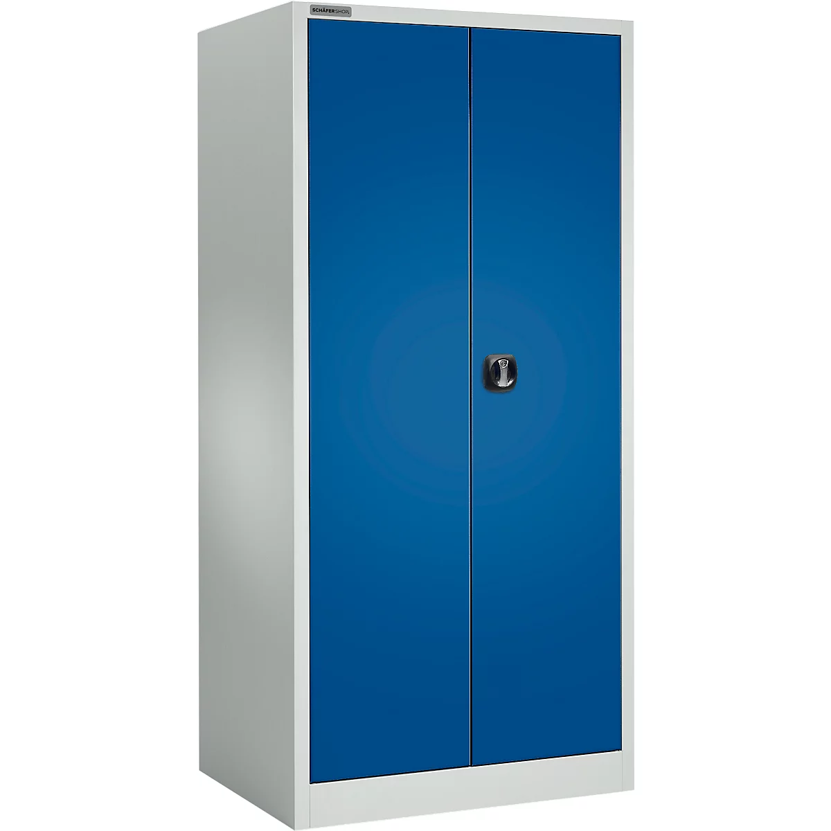 Schäfer Shop Select MSI 2509 opbergkast, 5 OH, 4 tussenlegborden, cilinderslot, B 950 x D 500 x H 1935 mm, alu wit RAL 9006/gentiaan blauw RAL 5010