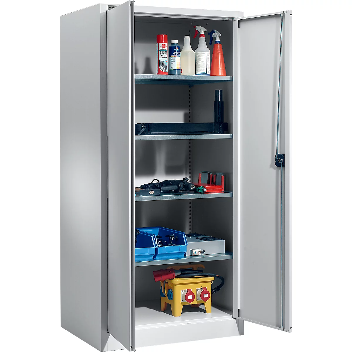 Schäfer Shop Select MSI 2509 opbergkast, 5 OH, 4 tussenlegborden, cilinderslot, B 950 x D 500 x H 1935 mm, wit aluminium RAL 9006/wit aluminium RAL 9006