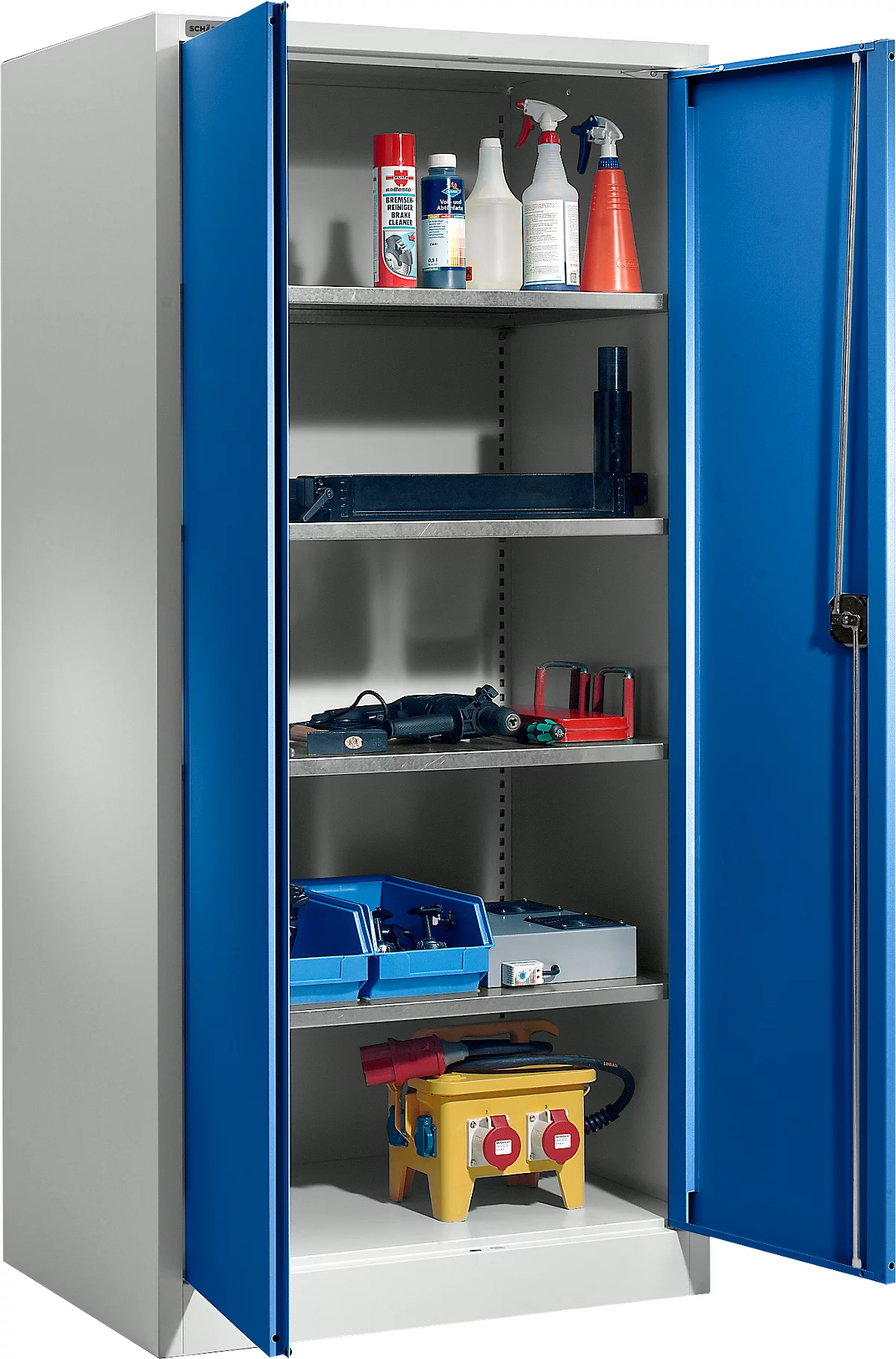 Schäfer Shop Select MSI 2509 S armario de almacenaje, versión reforzada, hasta 100 kg/estante, An 950 x P 500 x Al 1935 mm, gris claro/azul ceniza 