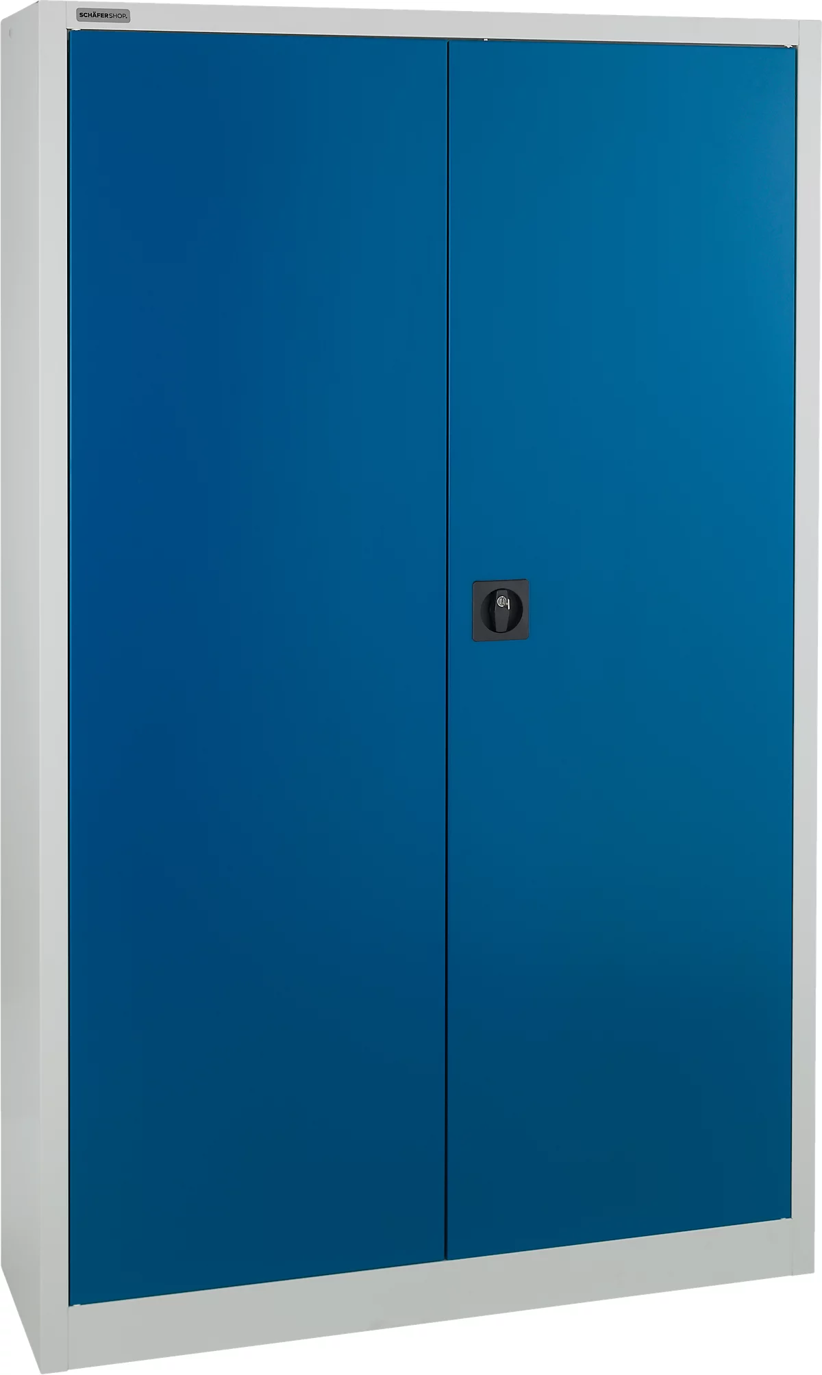 Schäfer Shop Select MSI 2512 armario de almacenamiento, 5 alturas de archivo, 4 estantes intermedios, cerradura de cilindro, ancho 1200 x fondo 500 x alto 1935 mm, gris claro/azul benigno