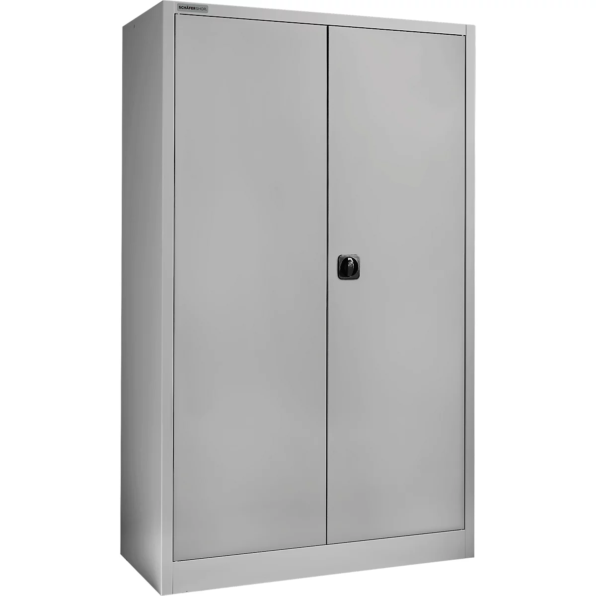 Schäfer Shop Select MSI 2512 materiaalkast, 5 ordnerhoogtes, 4 tussenlegborden, cilinderslot, B 1200 x D 500 x H 1935 mm, alu wit