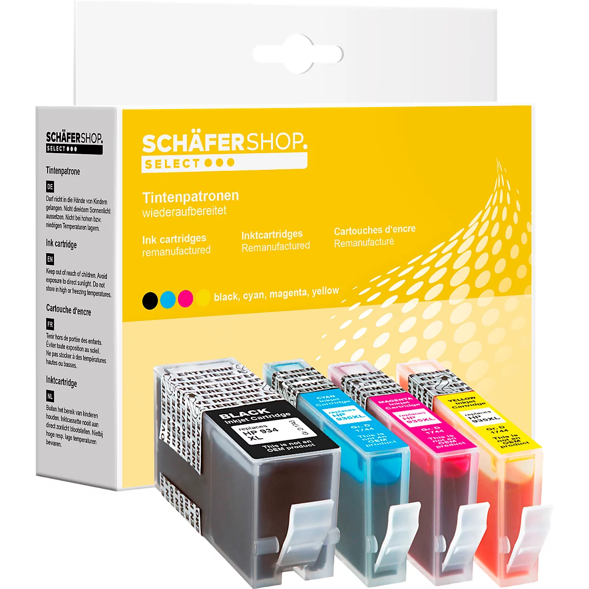 Schäfer Shop Select Multipack inktcartridges identiek in uitvoering HP 934X/935XL (elk 1 x zwart, cyaan, magenta, geel)