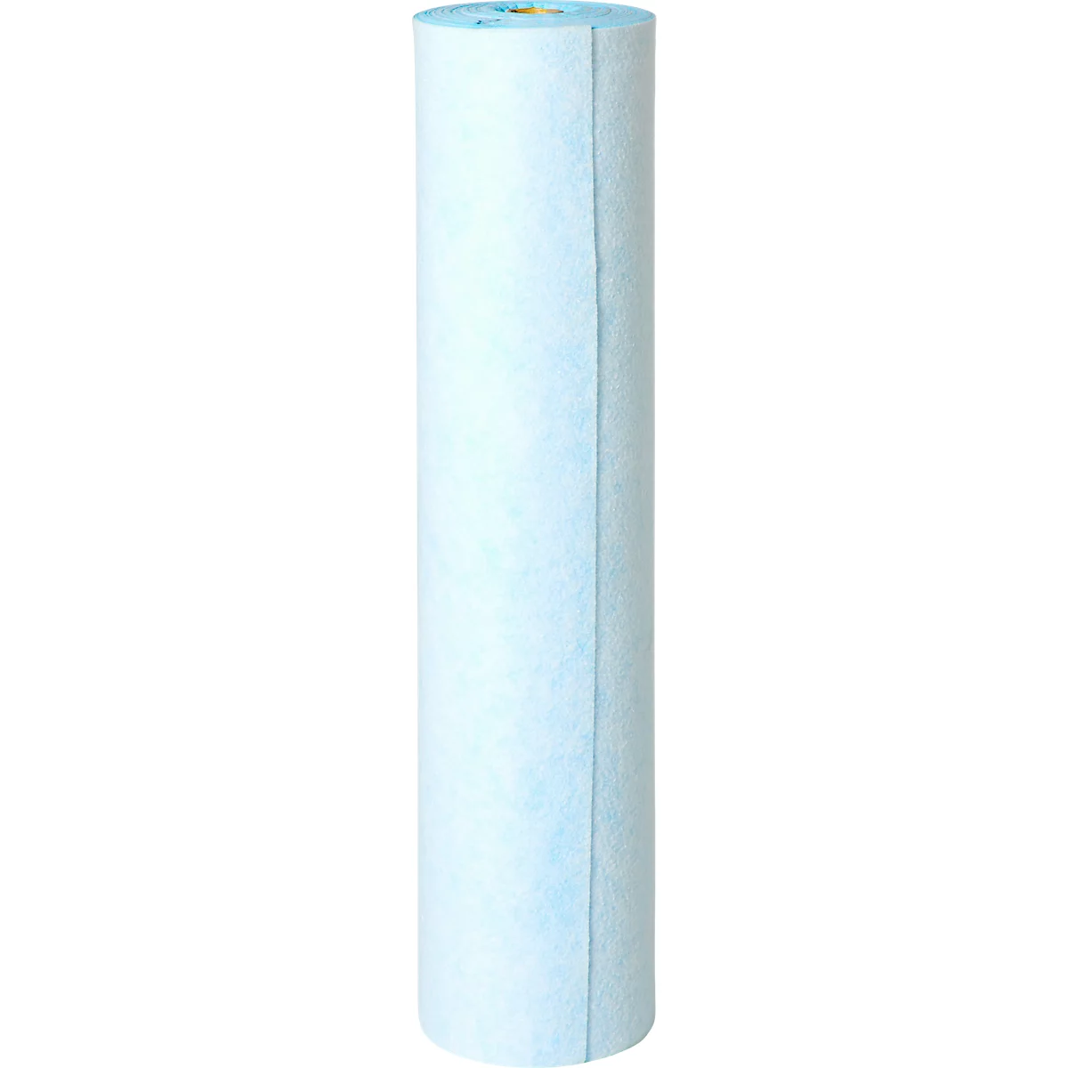 Un rouleau de papier bleu clair posé verticalement sur un fond blanc.