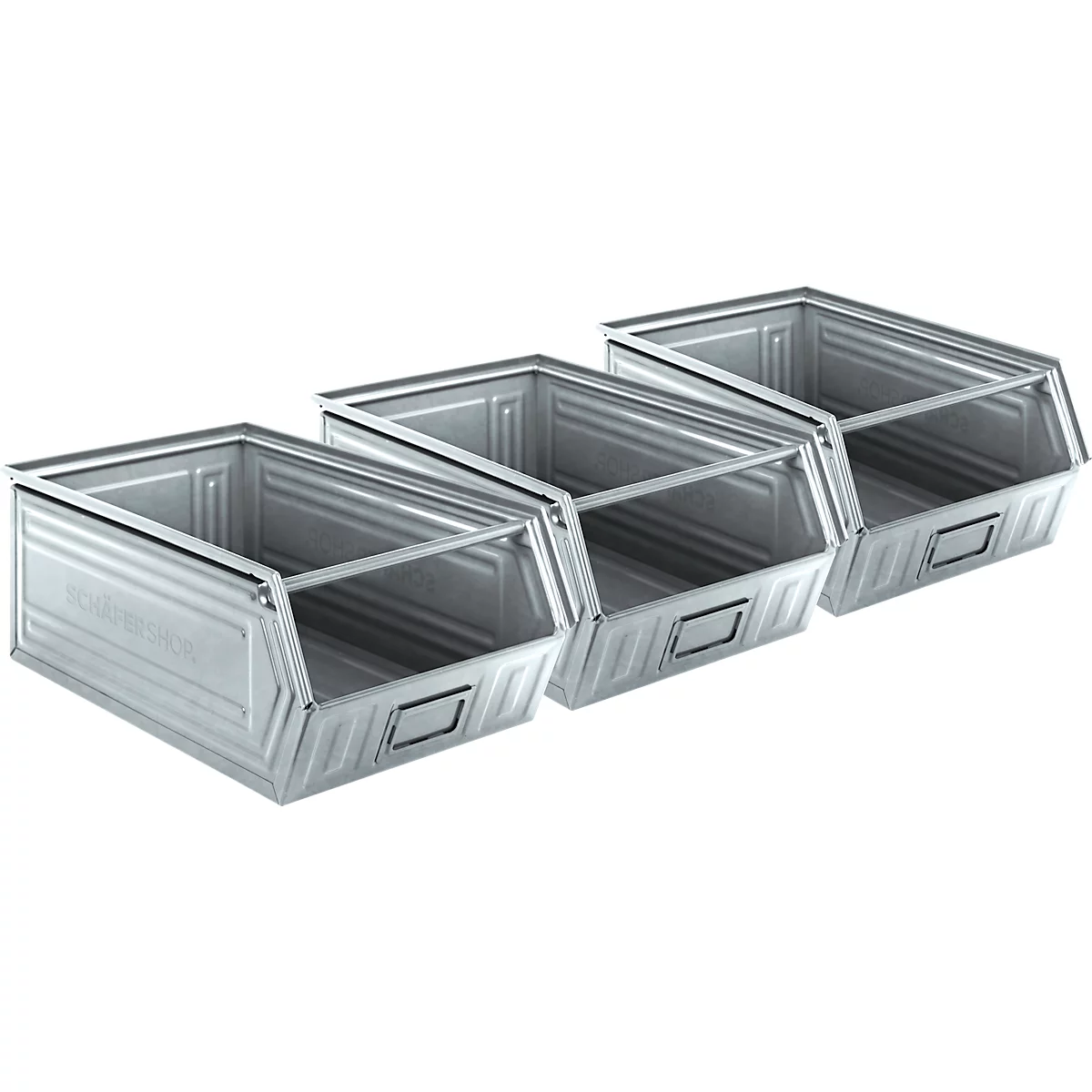 Schäfer Shop Select open opbergbox, met steunbeugel, L 524 x B 307 x H 201 mm, 26 l, staal, verzinkt, 3 stuks