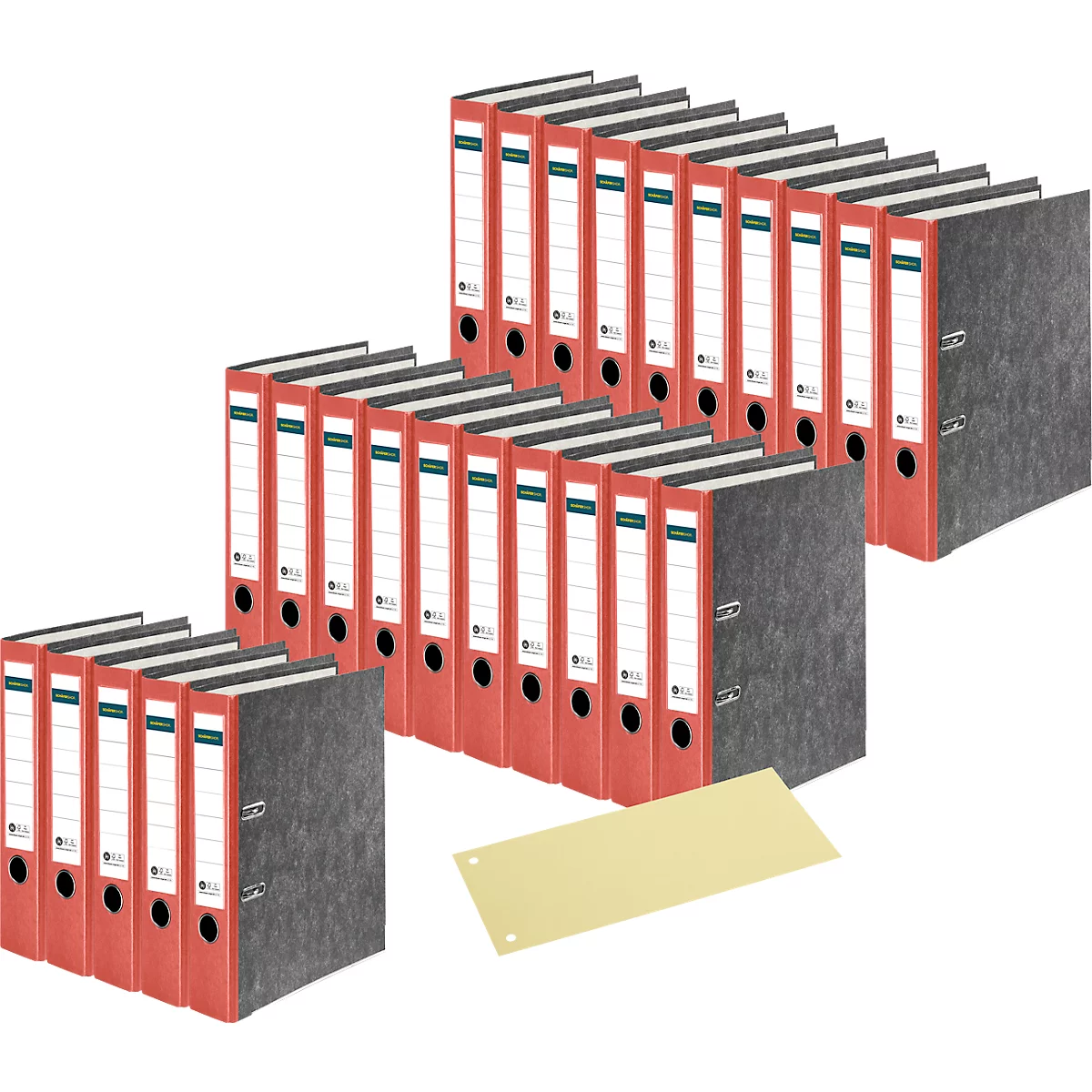 Schäfer Shop Select ordner, A4-formaat, rug van 50 mm, 20 stuks, rood + GRATIS scheidingsstroken, geel, 100 stuks