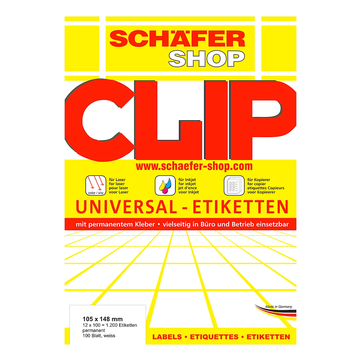 Schäfer Shop Select Pack éco. étiquettes multifonctionnelles universelles , diff. tailles, feuilles d'impression A4, 2 x 100 feuilles, 105x148