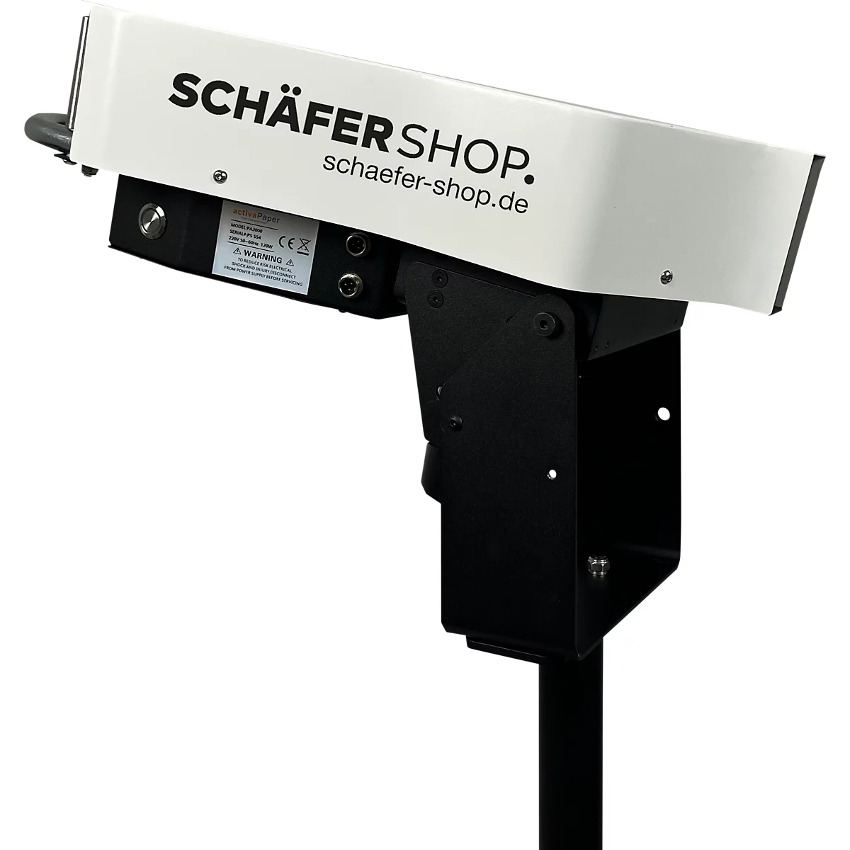 Een wit en zwart apparaat met het opschrift SCHÄFER SHOP.