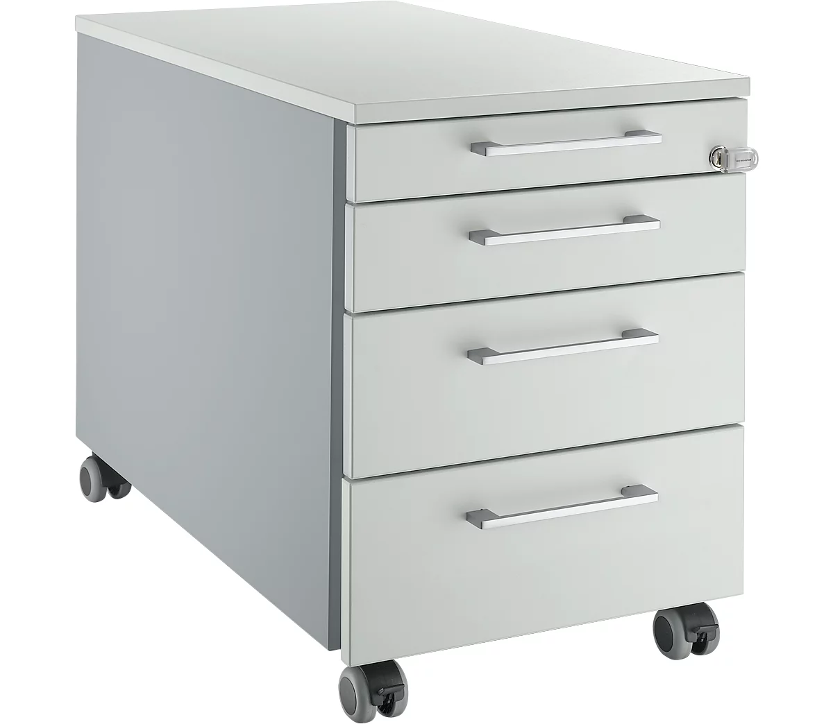 Schäfer Shop Select pedestal móvil 1233, con asa angular, aluminio blanco/gris claro/gris claro