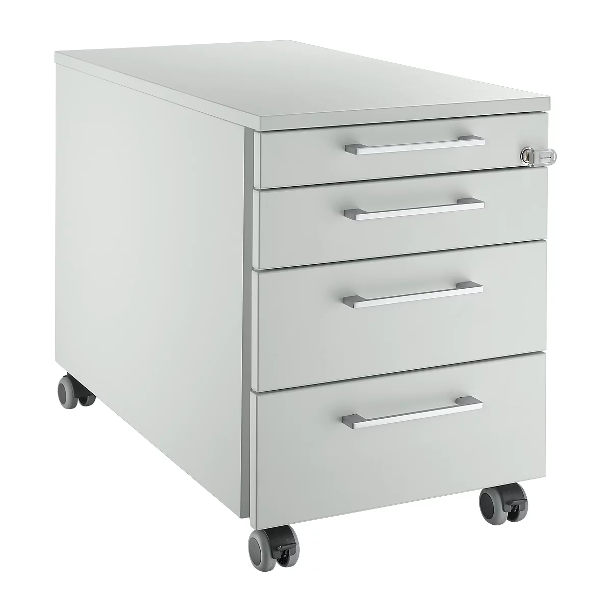 Schäfer Shop Select pedestal móvil 1233, con asa angular, gris claro/gris claro/gris claro