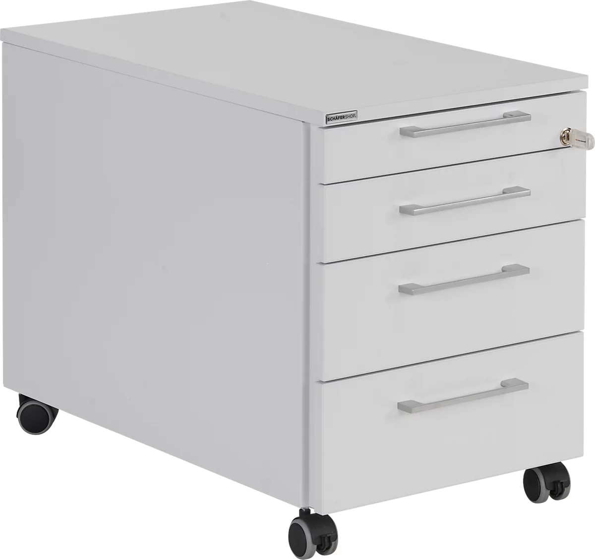 Schäfer Shop Select pedestal móvil 1233, con asa angular, gris claro/gris claro/gris claro