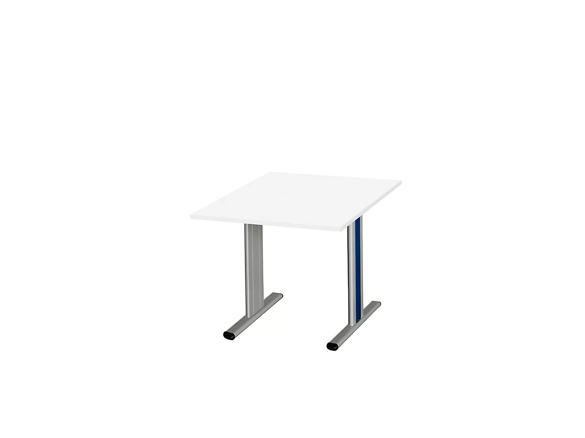 Schäfer Shop Select Planova Basic mesa de reuniones, cuadrada, pie T, ancho 1000 x fondo 1000 x alto 717 mm, aluminio blanco/blanco RAL 9006 