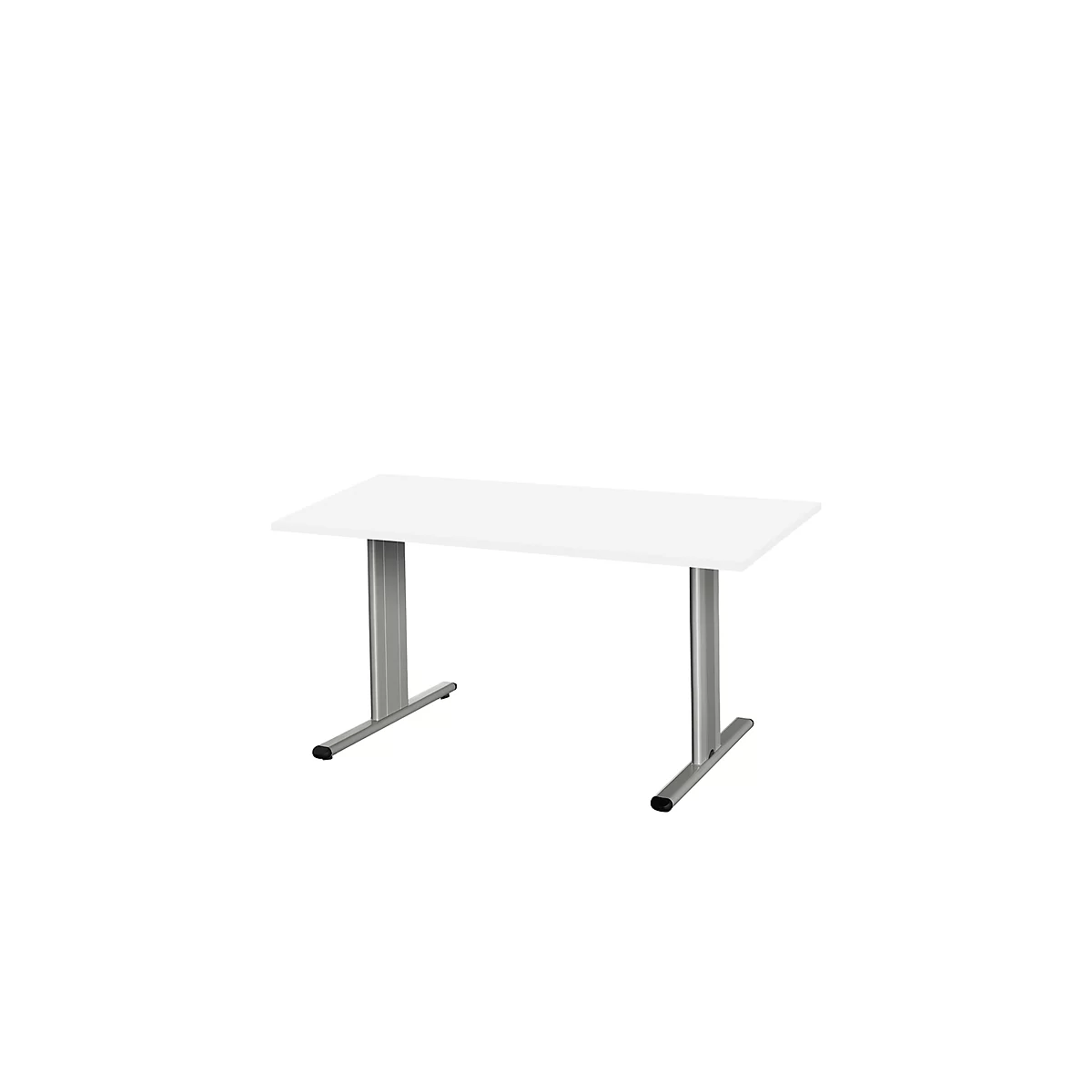 Schäfer Shop Select Planova Basic mesa de reuniones, rectangular, pie T, ancho 1400 x fondo 800 x alto 717 mm, aluminio blanco/blanco RAL 9006 