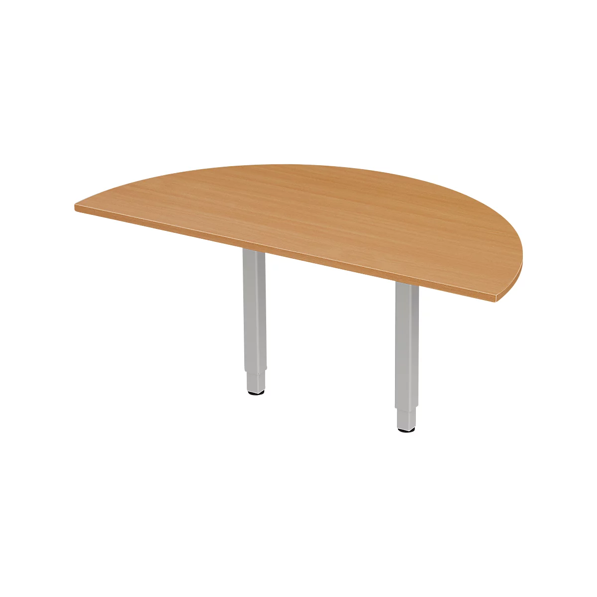 Schäfer Shop Select PLANOVA ERGOSTYLE mesa extensible, 1/2 círculo, decoración haya/aluminio blanco