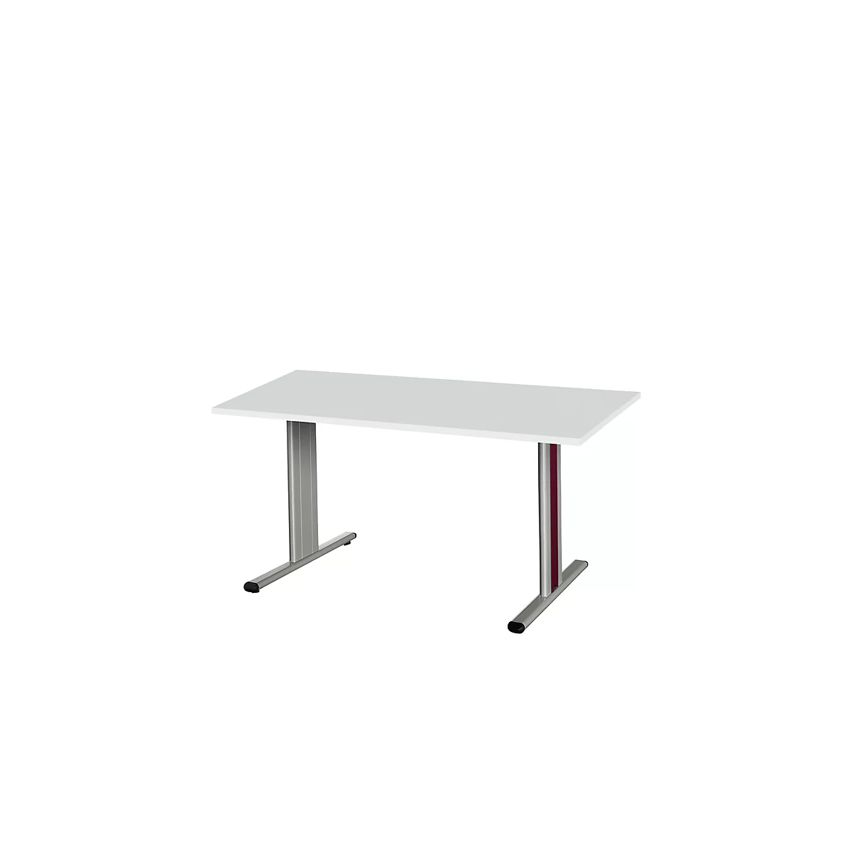 Schäfer Shop Select Planova vergadertafel, rechthoekig, 1400 x 800 mm, lichtgrijs, accentlijsten bordeaux-violet 
