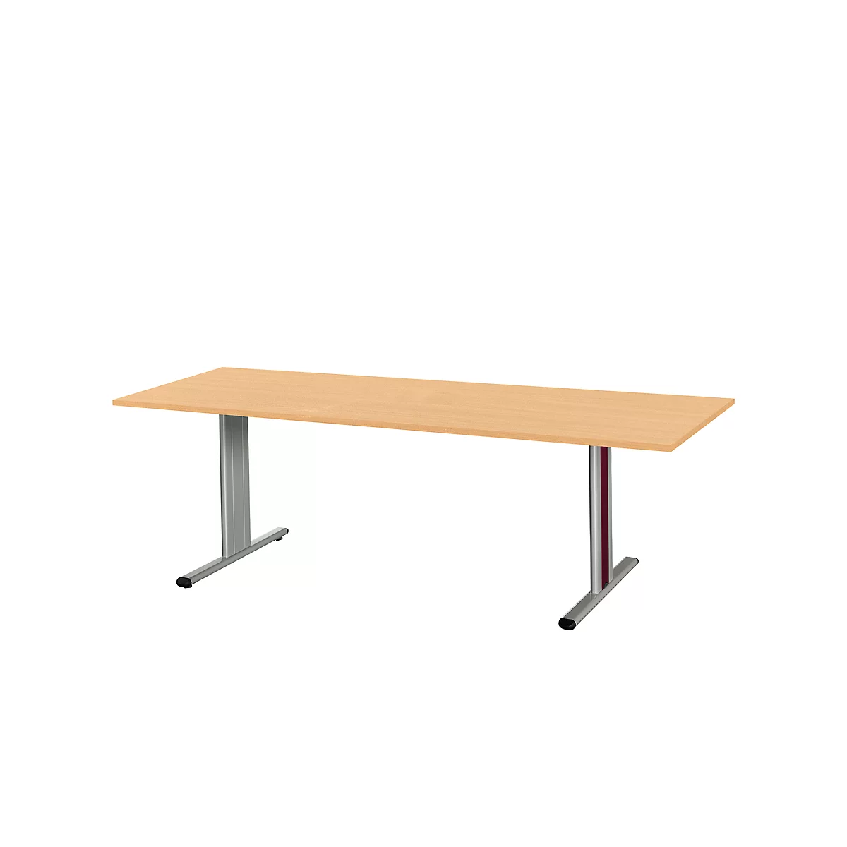 Schäfer Shop Select Planova vergadertafel, rechthoekig, 2000 x 800 mm, beukendecor, accentlijsten bordeaux-violet 