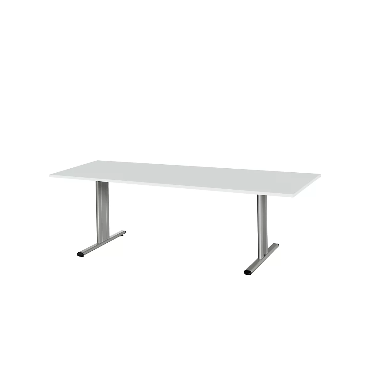 Schäfer Shop Select Planova vergadertafel, rechthoekig, 2000 x 800 mm, lichtgrijs, accentlijsten blank alu 