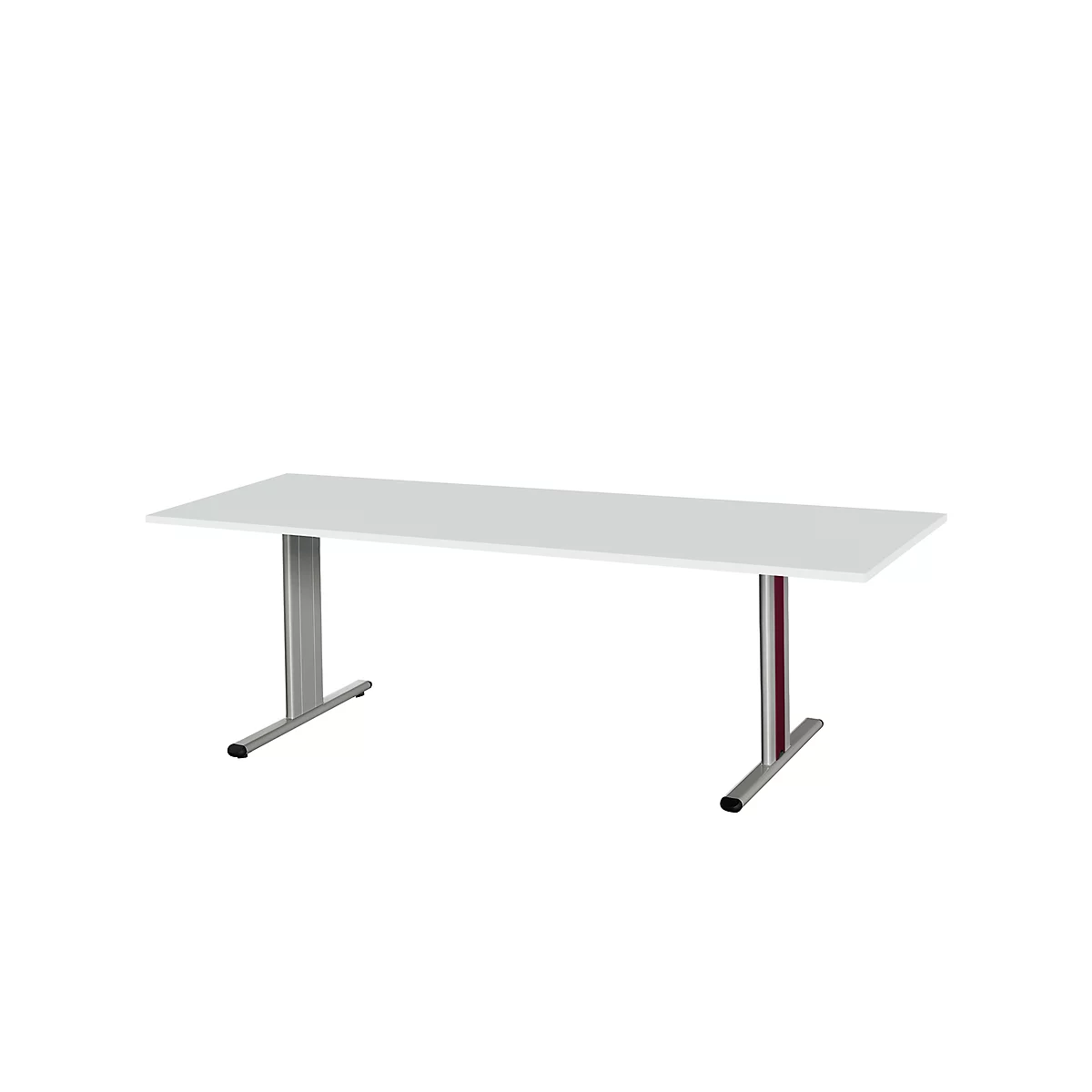 Schäfer Shop Select Planova vergadertafel, rechthoekig, 2000 x 800 mm, lichtgrijs, accentlijsten bordeaux-violet 