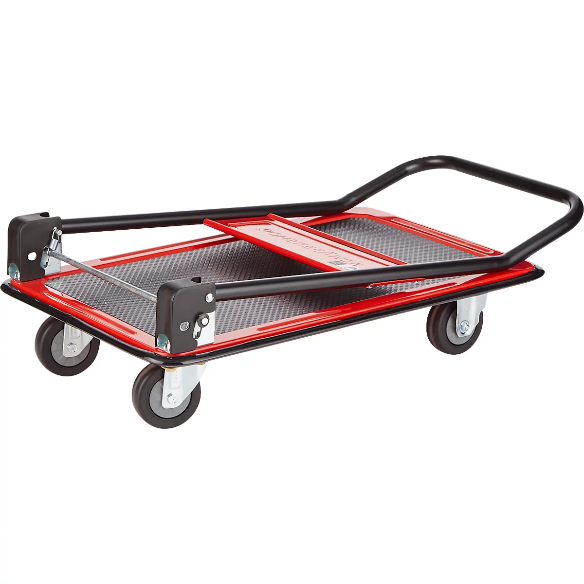 Schäfer Shop Select Plattformwagen 110L, faltbar, Stahl pulverbeschichtet, PUR-Räder, B 485 x T 710 x H 1000 mm, bis 220 kg, schwarz/rot