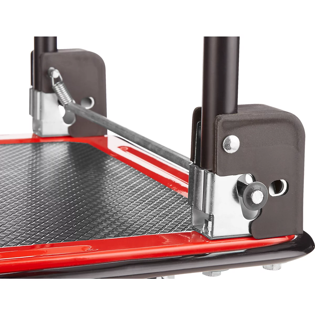 Schäfer Shop Select Plattformwagen 110L, faltbar, Stahl pulverbeschichtet, PUR-Räder, B 485 x T 710 x H 1000 mm, bis 220 kg, schwarz/rot