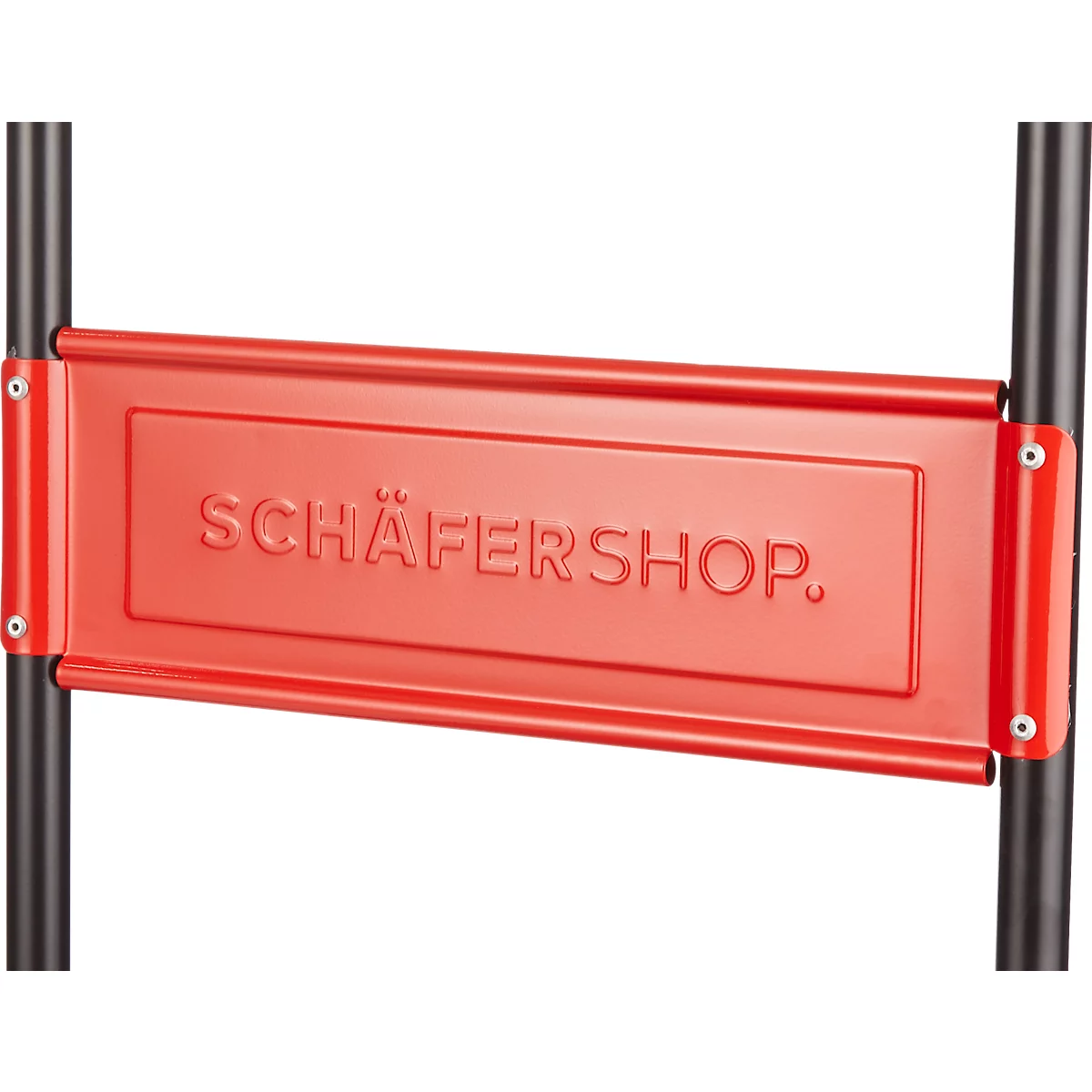 Schäfer Shop Select Plattformwagen 110L, faltbar, Stahl pulverbeschichtet, PUR-Räder, B 485 x T 710 x H 1000 mm, bis 220 kg, schwarz/rot