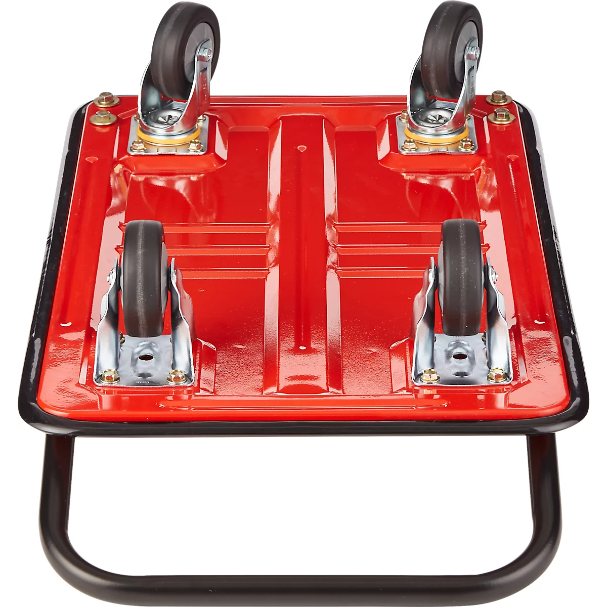 Schäfer Shop Select Plattformwagen 110L, faltbar, Stahl pulverbeschichtet, PUR-Räder, B 485 x T 710 x H 1000 mm, bis 220 kg, schwarz/rot