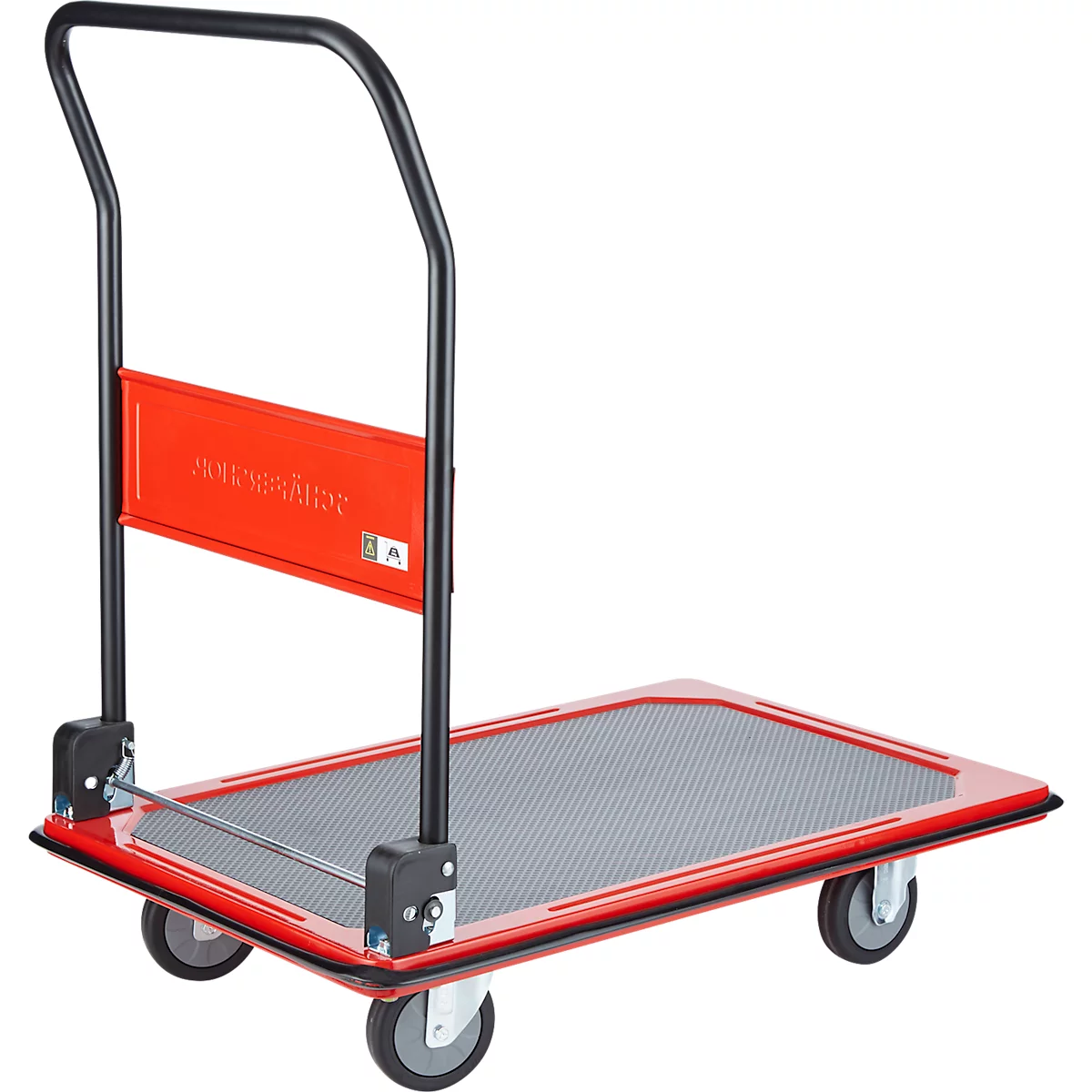 Schäfer Shop Select Plattformwagen 210B, faltbar, Stahl pulverbeschichtet, PUR-Räder, B 615 x T 880 x H 1000 mm, bis 370 kg, schwarz/rot