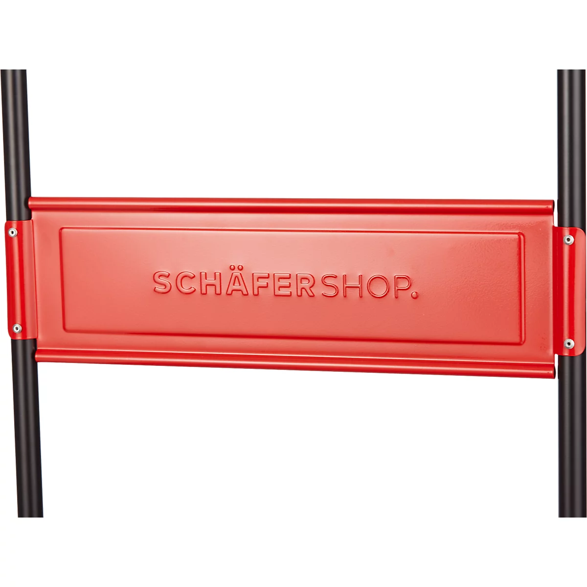 Schäfer Shop Select Plattformwagen 210B, faltbar, Stahl pulverbeschichtet, PUR-Räder, B 615 x T 880 x H 1000 mm, bis 370 kg, schwarz/rot