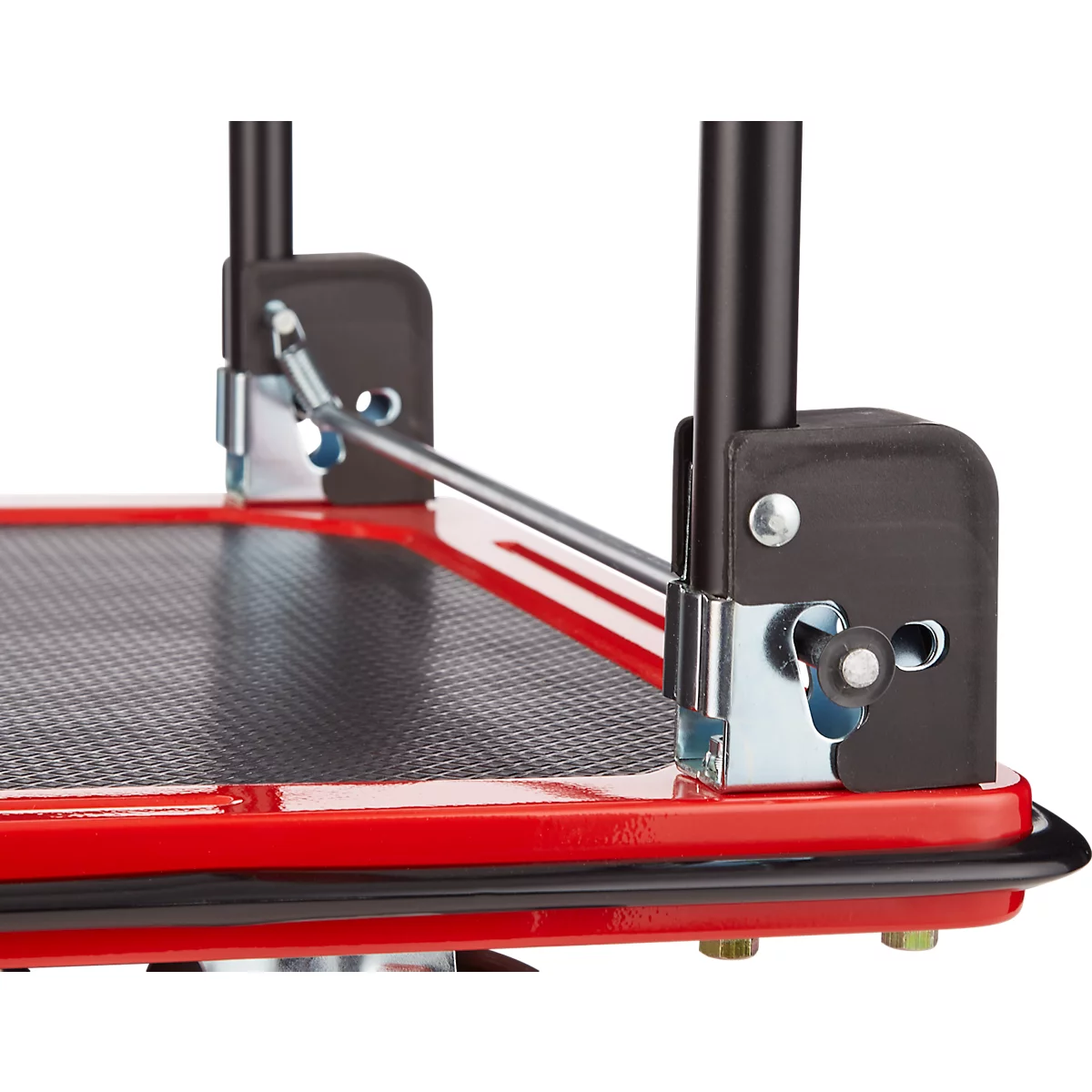 Schäfer Shop Select Plattformwagen 210B, faltbar, Stahl pulverbeschichtet, PUR-Räder, B 615 x T 880 x H 1000 mm, bis 370 kg, schwarz/rot