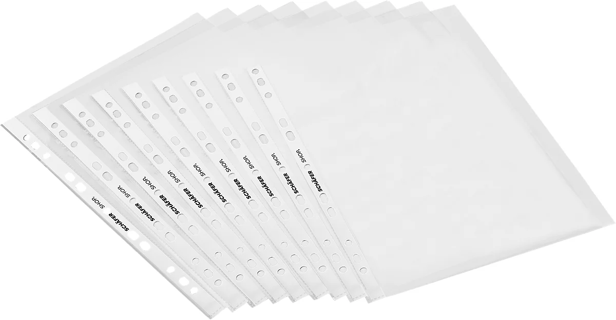 100 pochettes perforées transparentes, A4, PP 75µ granuleux