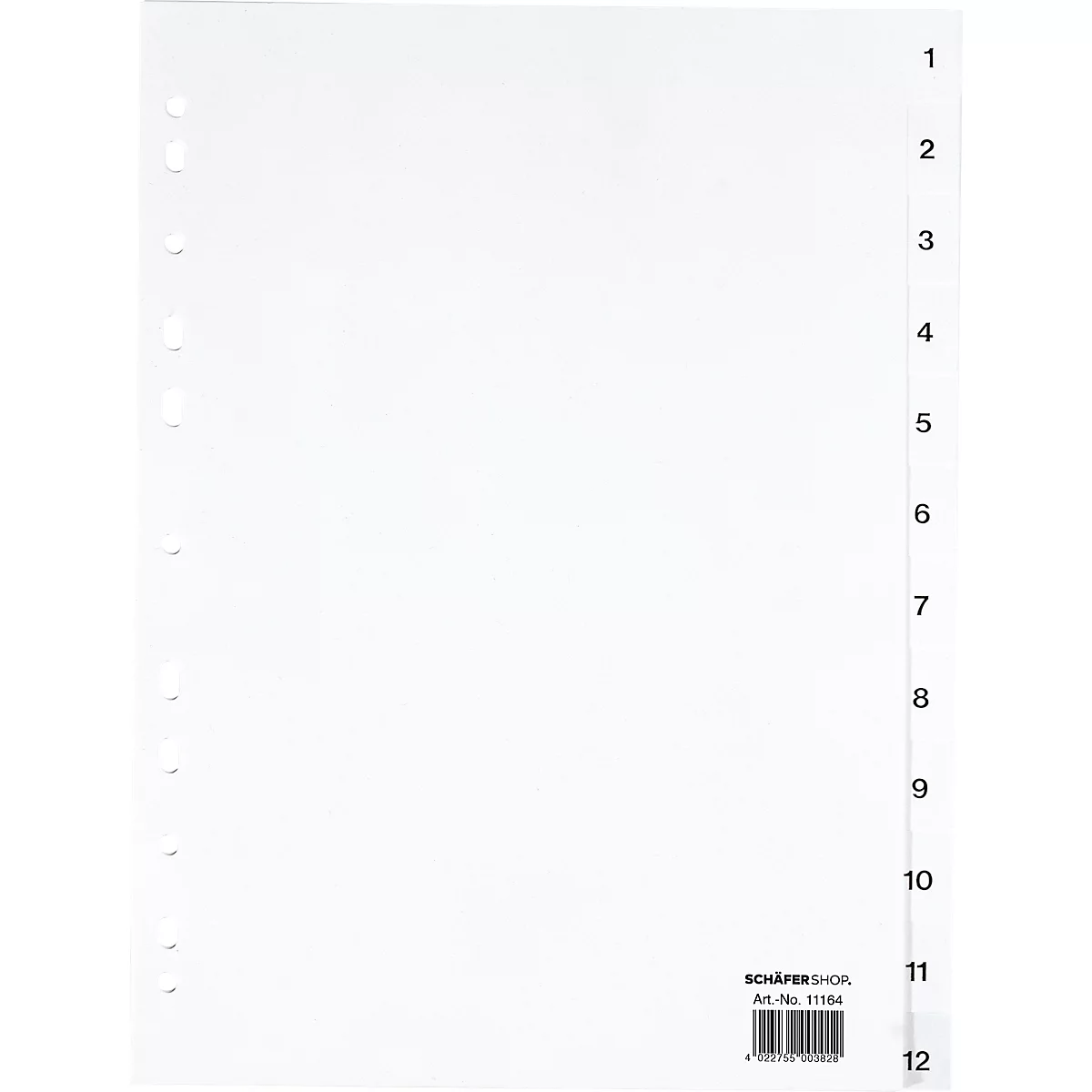 Schäfer Shop Select PP ordner-indexbladen, A4-formaat, cijfers 1-12, wit