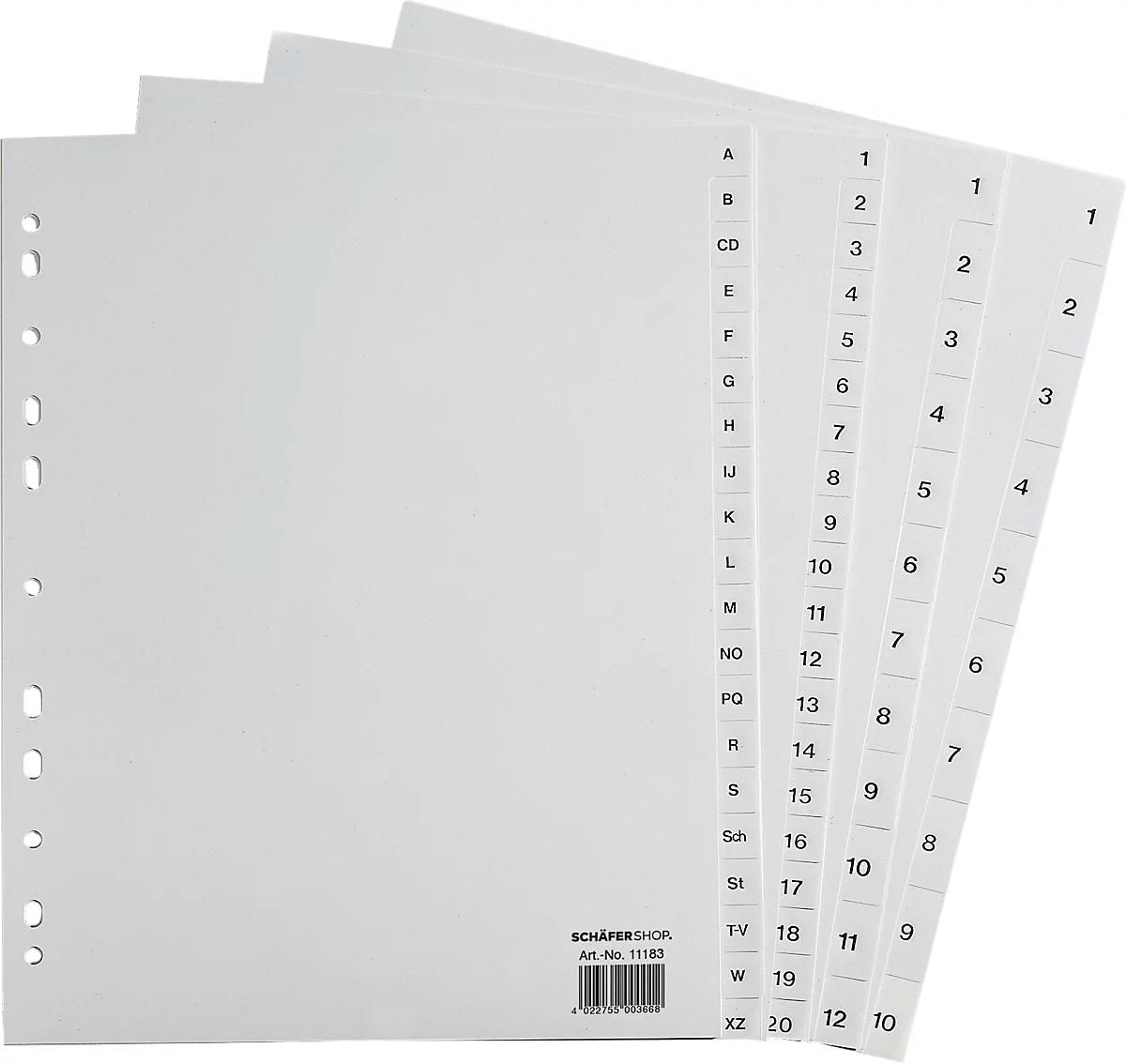 Schäfer Shop Select PP tabbladen, extra breed, grijs, cijfers 1-10