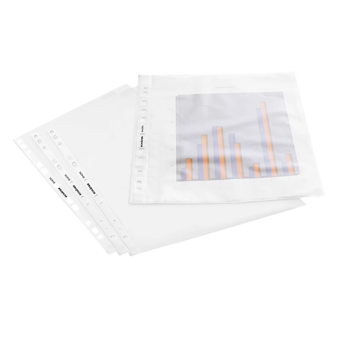 Schäfer Shop Select Prospekthülle Standard, DIN A4, oben offen, 0,05 mm, 100 Stück, klar, genarbt
