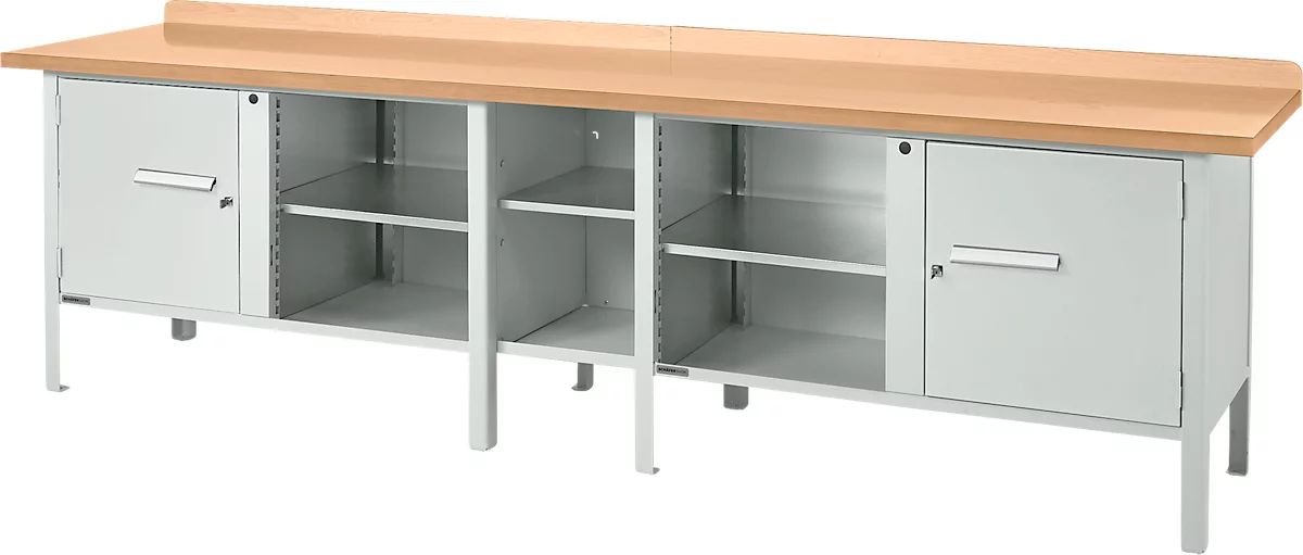 Schäfer Shop Select PWi 300-1 banco de trabajo tipo caja, tablero de fibras de densidad media (MDF), hasta 750 kg, An 3000 x Pr 680 x Al 838 mm, gris claro