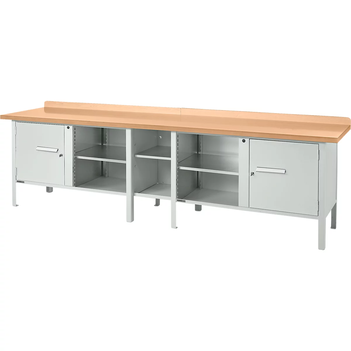 Schäfer Shop Select PWi 300-1, MDF, tot 750 kg, B 3000 x D 680 x H 838 mm, lichtgrijs. 