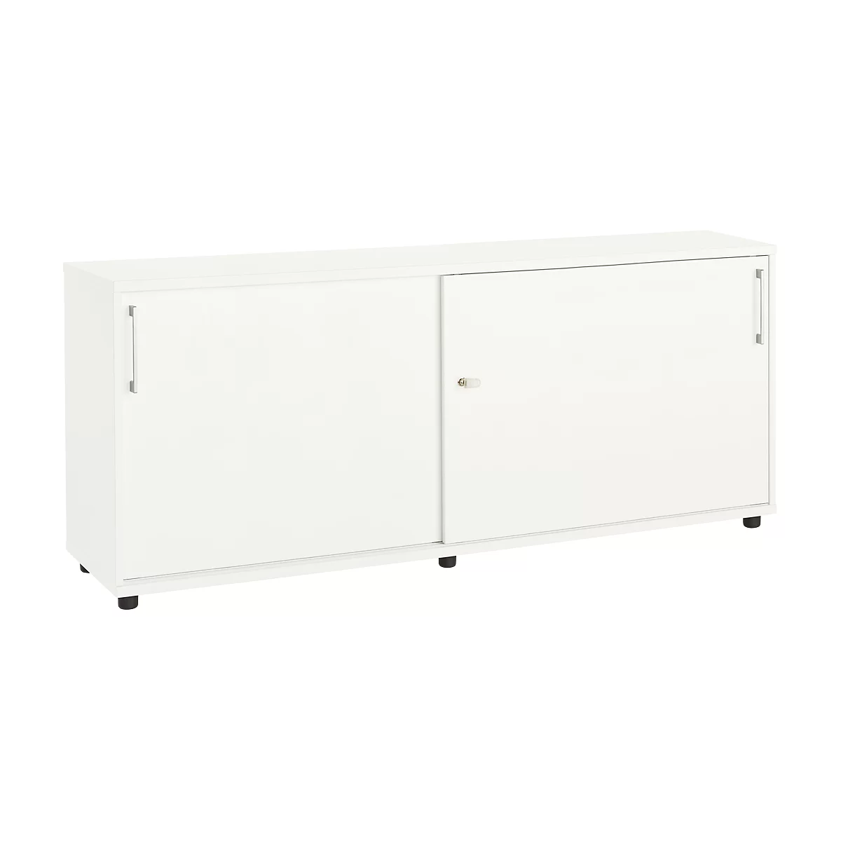 Schäfer Shop Select Rangement à portes coulissantes, bois, 2 tablettes, L 1600 mm x P 421 x H 750 mm, blanc