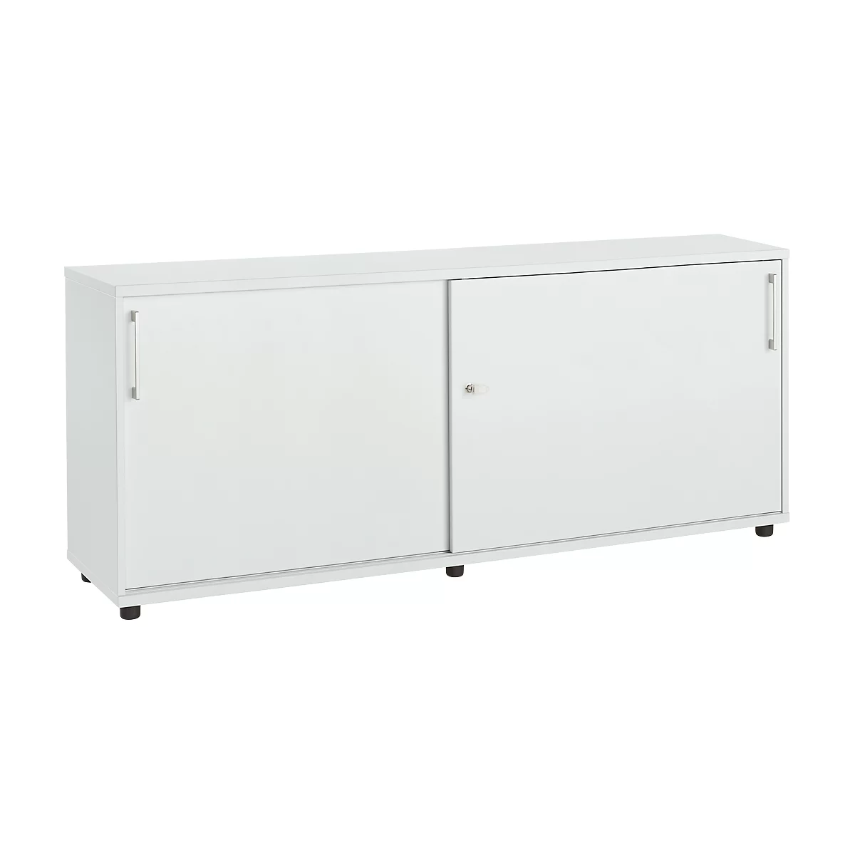 Schäfer Shop Select Rangement à portes coulissantes, bois, 2 tablettes, L 1600 mm x P 421 x H 750 mm, gris clair