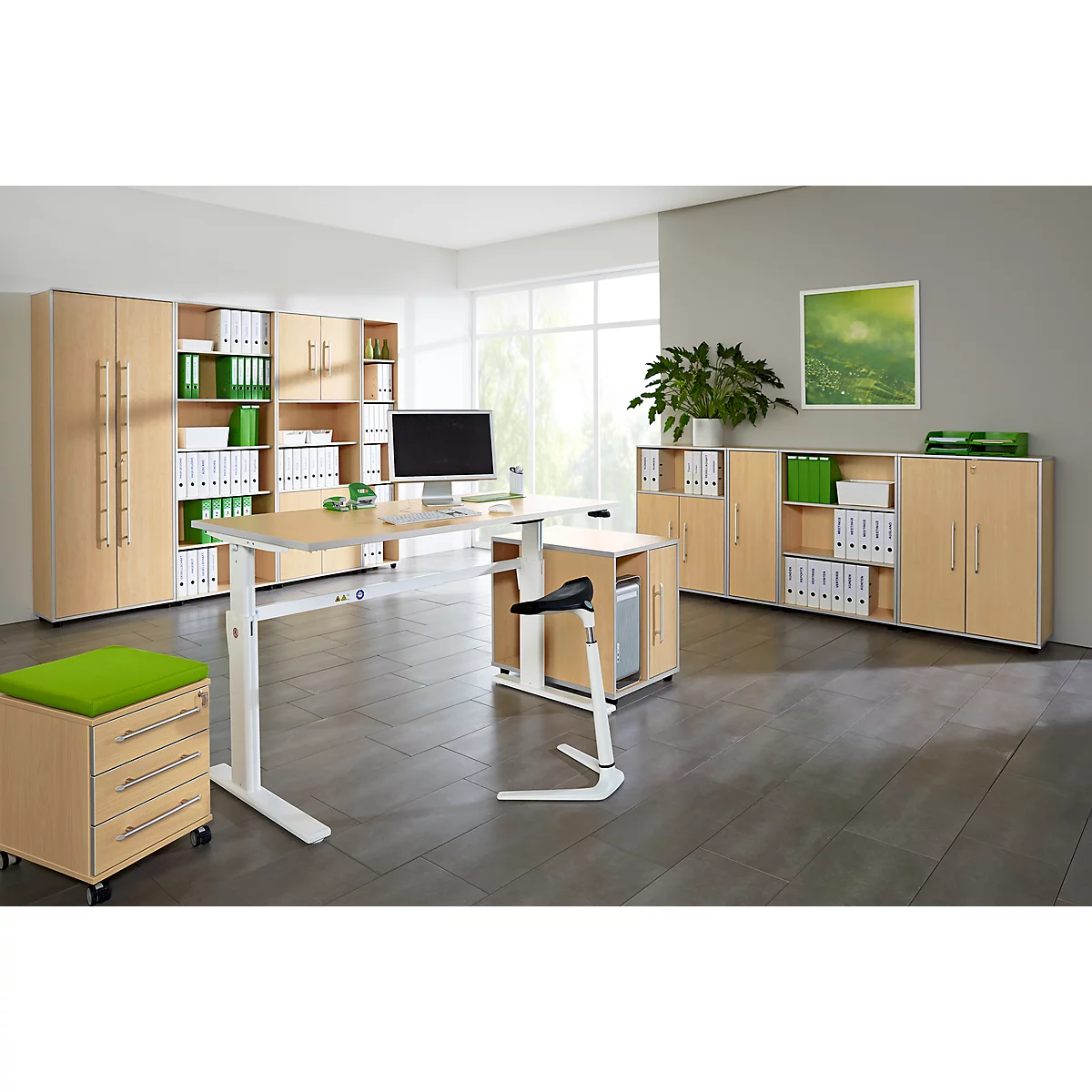 Schäfer Shop Select Regal MOXXO IQ, Holz, 6 Fächer, 6 OH, B 801 x T 362 x H 2168 mm, Ahorn-Dekor