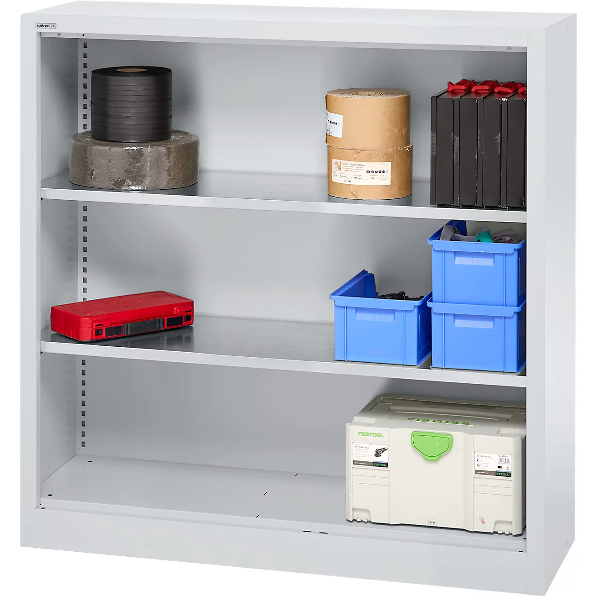 Schäfer Shop Select Regalschrank MS, 3 OH, B 1200 x T 400 x H 1215 mm, Stahlblech, Weißaluminium