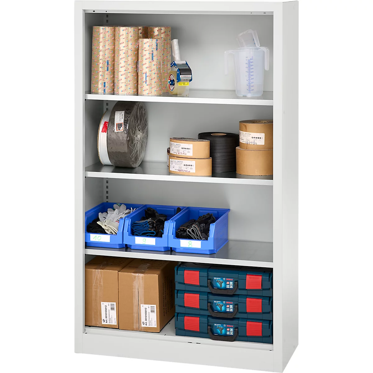 Schäfer Shop Select Regalschrank MS, 4 OH, B 950 x T 400 x H 1584 mm, Stahlblech, Lichtgrau