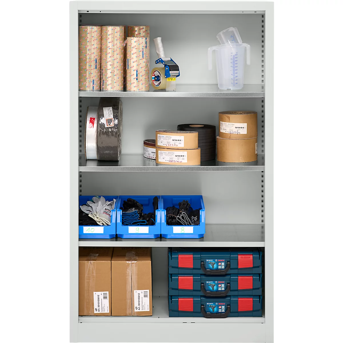 Schäfer Shop Select Regalschrank MS, 4 OH, B 950 x T 400 x H 1584 mm, Stahlblech, Lichtgrau