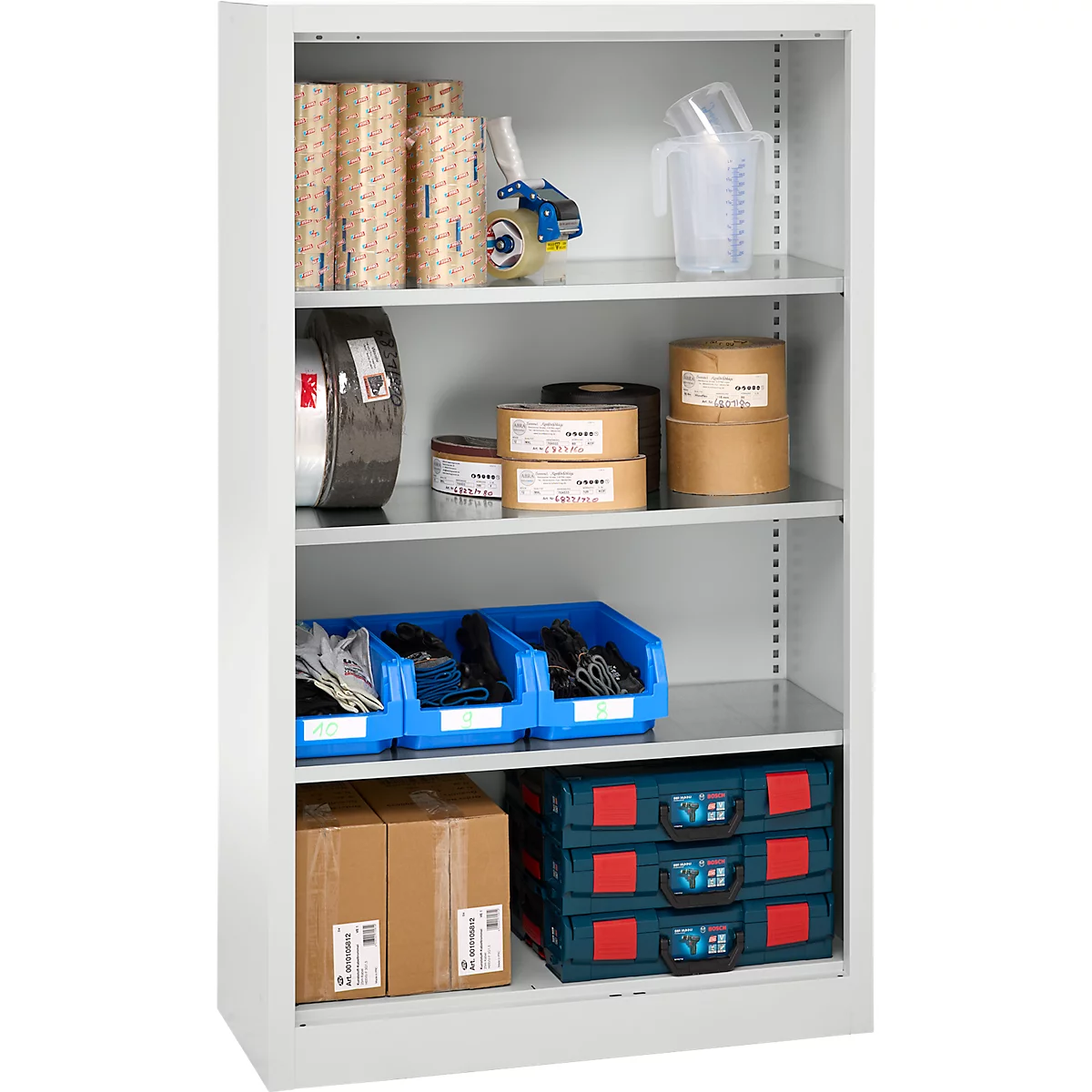 Schäfer Shop Select Regalschrank MS, 4 OH, B 950 x T 400 x H 1584 mm, Stahlblech, Lichtgrau