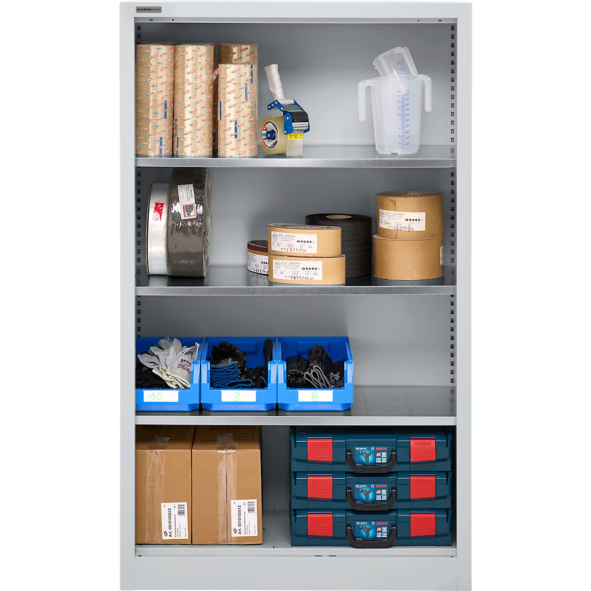 Schäfer Shop Select Regalschrank MS, 4 OH, B 950 x T 400 x H 1584 mm, Stahlblech, Weißaluminium