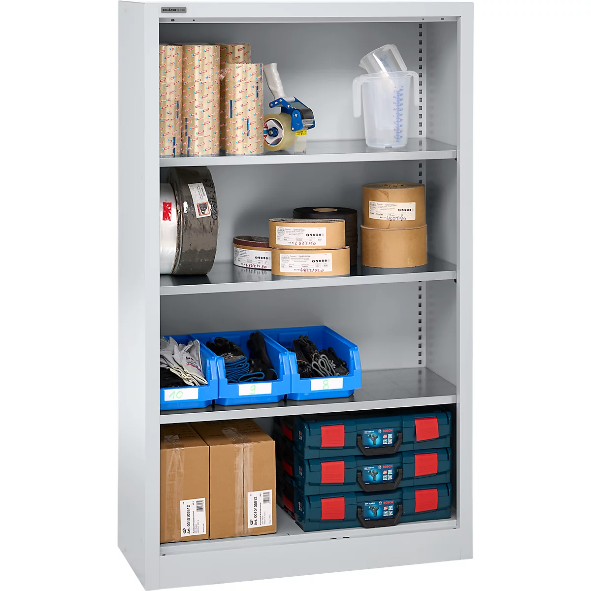 Schäfer Shop Select Regalschrank MS, 4 OH, B 950 x T 400 x H 1584 mm, Stahlblech, Weißaluminium